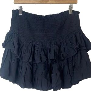 NWT Jessica Simpson Womens Black Smocked Tiered Swim Cover-up Skirt